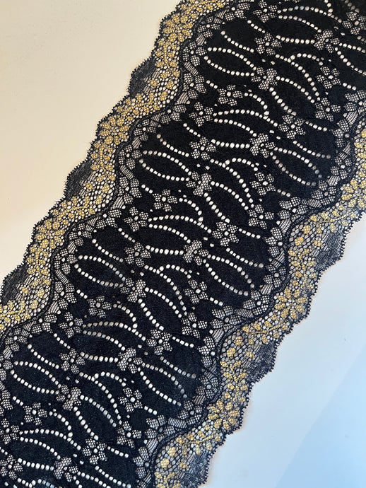 Stunning Black/Gold Stretch Lace 7