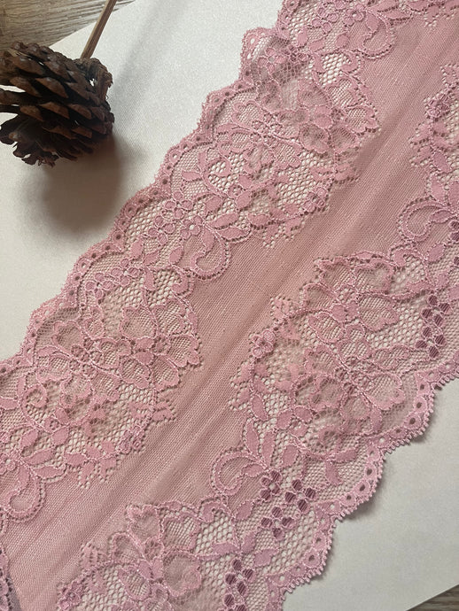 Dusky Pink Stretch Lace 6.5”/16.5 cm