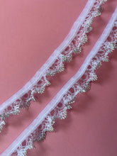 Pretty Frilled Gathered Nottingham Lace 3/4" 1.7 cm White/Silver