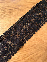 11 m Quality  Soft Black Stretch Lace 8 cm/3”