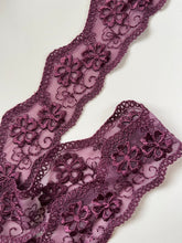 3.1 m Plum Embroidered Guipure Lace Trim 4.5 cm/1.75"