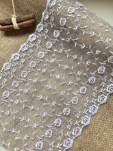 13.7 m White Embroidered Wide Tulle Double Scalloped Lace 22 cm/8.5"