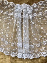 13.7 m White Embroidered Wide Tulle Double Scalloped Lace 22 cm/8.5"