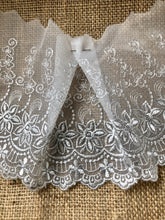 13.7 m Grey Embroidered Voile Scalloped Lace 15 cm/6"