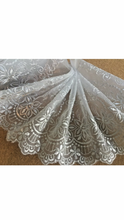 13.7 m Grey Embroidered Voile Scalloped Lace 15 cm/6"