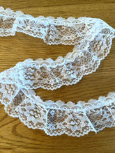 25 m Quality White Nottingham Pretty Frilled/Gathered Lace with Picot Edge 1.75”/4.5cm