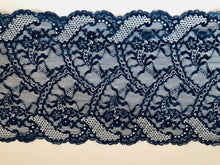French Navy Stretch Wide Lace 24 cm/9.5"