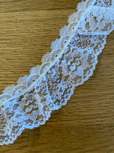 25 m Quality White Nottingham Pretty Frilled/Gathered Lace with Picot Edge 1.75”/4.5cm