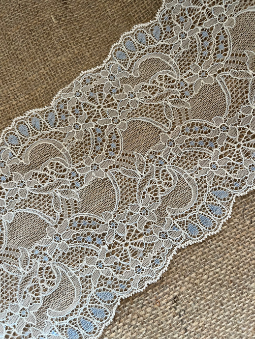 Delicate Pale Coffee Beige/Pale Blue Lace 15cm/6