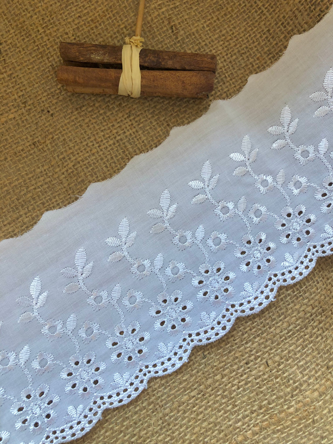 White embroidered lace outlet trim