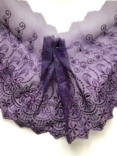 13.7 m Purple Embroidered Voile Scalloped Lace 15 cm/6"
