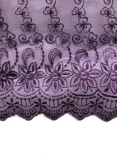 13.7 m Purple Embroidered Voile Scalloped Lace 15 cm/6"