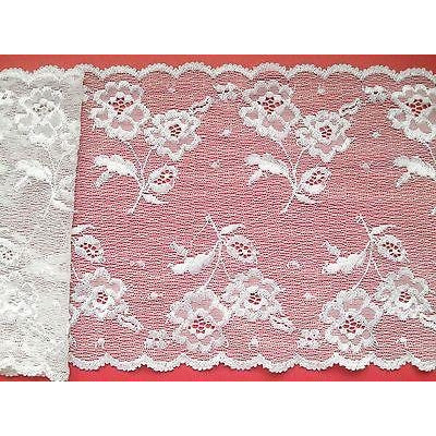Ivory French Chantilly Stretch Clipped Lace 17cm/7