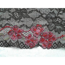 Black/Pink Small Flower Stretch FrenchLace 17 cm