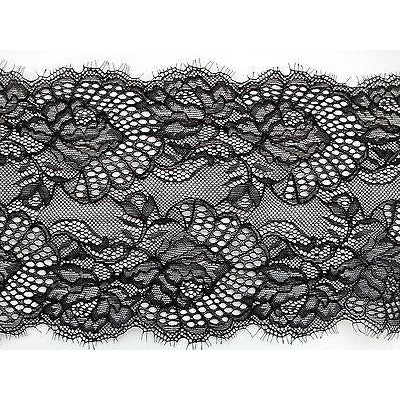 Black Stretch Eyelash Lace Trim 17 cm/6.5