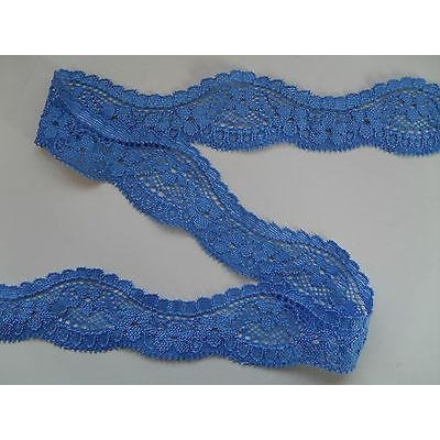 Blue Stretch French Cut-Out Lace 3cm/1.25
