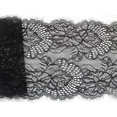 Black Stretch Eyelash Lace Trim 17 cm/6.5