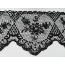 Delicate Black Embroidered French Tulle 12.5 cm