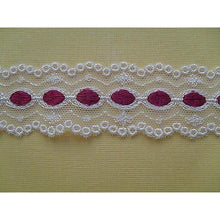 Dainty Ivory/Rose Pink Embroidered Tulle Lace 3 cm Wedding/Costume/Trim/Cards