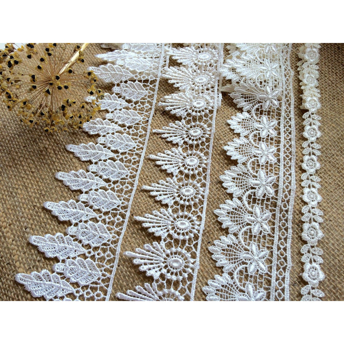13.7 metres   Ivory or White Guipure Venise Lace Trim 4 Designs