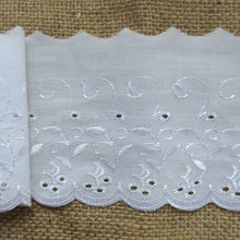 Quality Cotton White, Cream or Black  Broderie Anglaise Lace Trim 4"