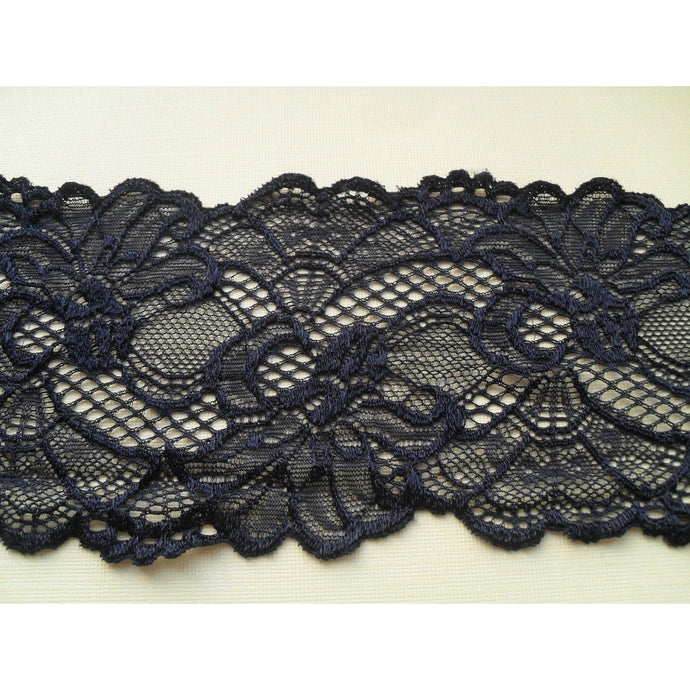 Quality Soft Black Stretch Scalloped Lace 3.5