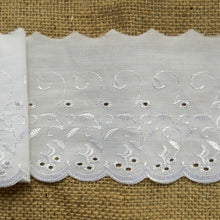 Ivory Cream Broderie Anglaise Lace Embroidery Trim 11cm/4"