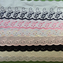 Bordure en dentelle Broderie Anglaise Blanc Crème Rose Noir Blanc/Rose Blanc/Marine Blanc/Multi 