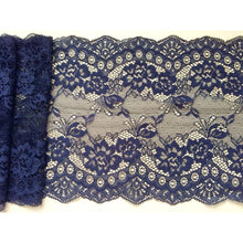 Navy Blue Delicate Clipped Lace Wide 7.5"/19 cm