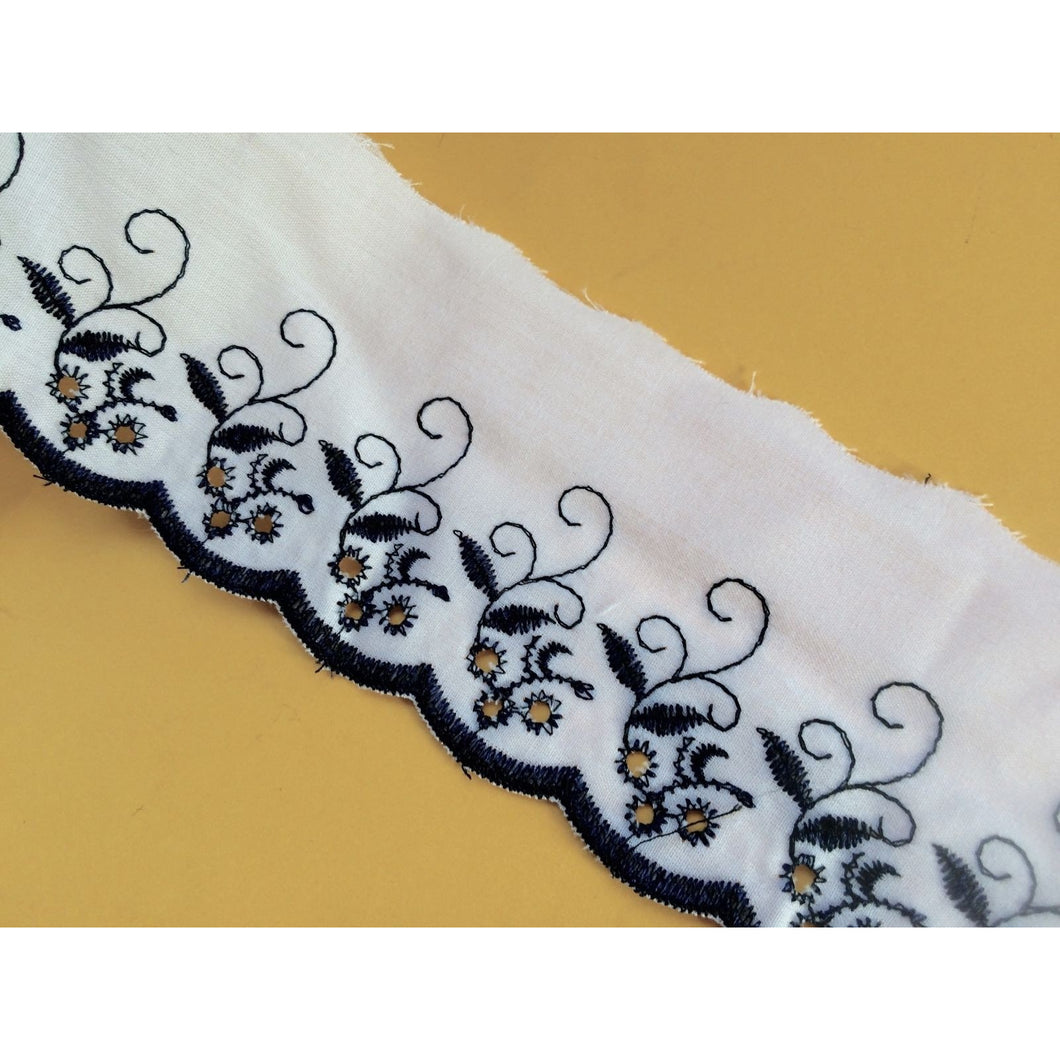 Navy cotton lace shop trim