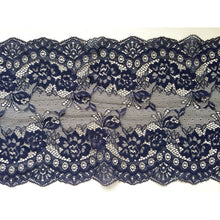 Navy Blue Delicate Clipped Lace Wide 7.5"/19 cm
