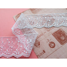 White Embroidered Tulle Lace Bridal Ribbon 55mm