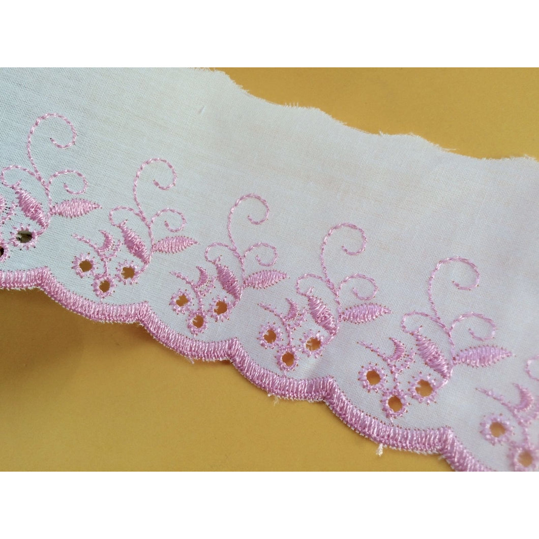 White/Pink Cotton Broderie Anglaise 3