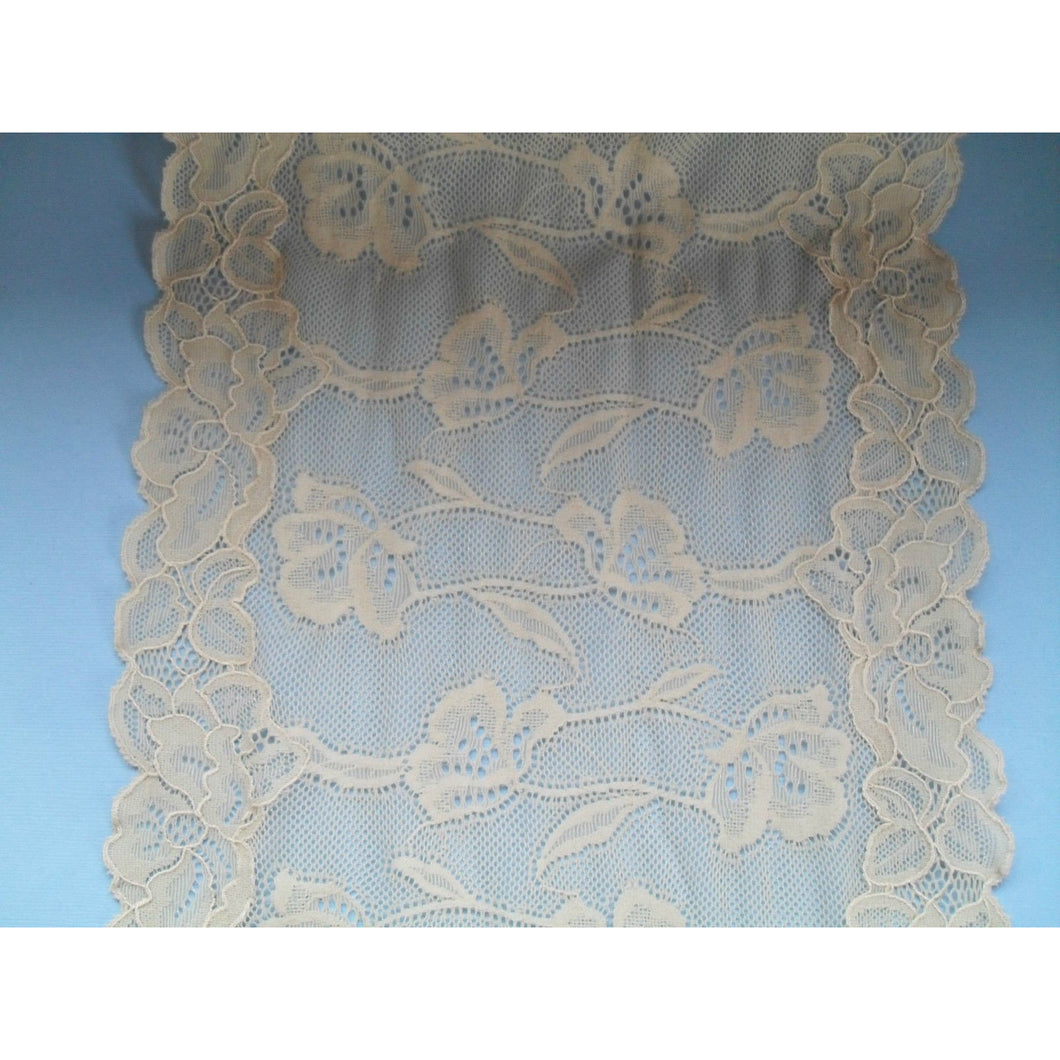 Oatmeal Taupe Beige Stretch Wide French Lace 21 cm/8.5