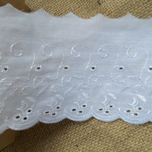 Quality 4" White Broderie Anglaise Trim