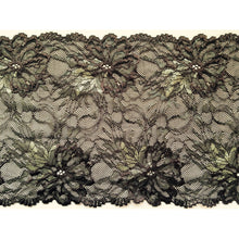 Chocolate Brown/Olive Green Stretch Lace 7"/16 cm