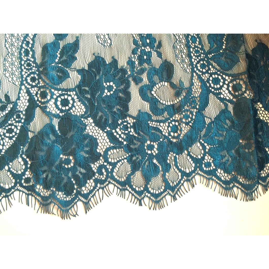 Teal Blue Green Wide Eyelash Lace Flounce 46 cm/19 – The Lace Co.