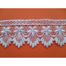 1 x 10m White Satin Flower Guipure/Venise Lace  5cm/2"