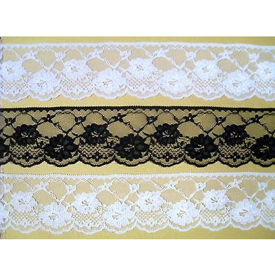 White Ivory or Black Delicate Pretty Nottingham Lace 7cm/2.5