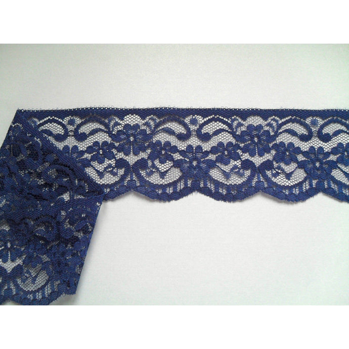 10 metres Navy Blue Scalloped Nottingham Lace 2.5