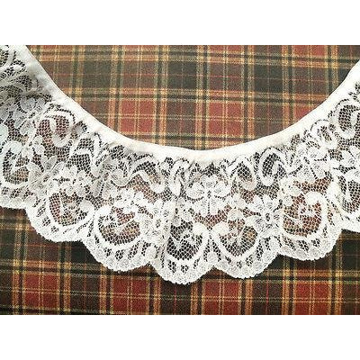33 m Quality White Nottingham Gathered Frilled Lace  7 cm