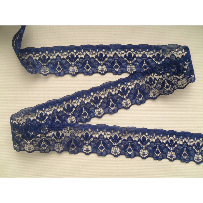 Garniture en dentelle artisanale Nottingham bleu marine 3 cm/1,25