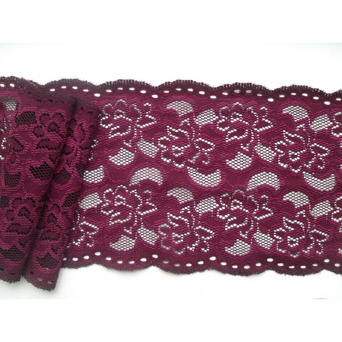 Wine Burgundy Plum Soft Stretch French Lace  15cm/6