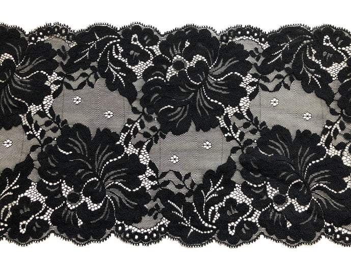Quality Black Wide Scalloped Lace 18 cm/7.5