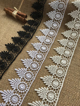 Quality Guipure Venise Lace Trim 5 cm/2" White, Ivory Black