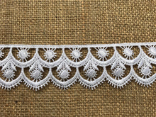 White and Black Satin Guipure Lace Trimming  5 cm/2"