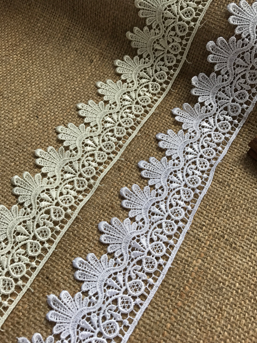 Ivory Satin Guipure Lace Trimming  4.75 cm/2