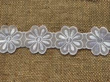Embroidered Voile Daisy Flower Lace Trimmings  White and Cream
