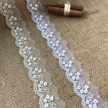 Delicate Embroidered Tulle Bridal Lace Trim 2.5 cm/1" White and Ivory