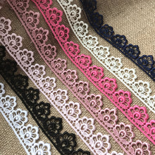 Satin Guipure Lace Trim  2.5 cm/1" White, Ivory, Black, Navy Blue, Pink, Dusky Pink, Cerise Pink